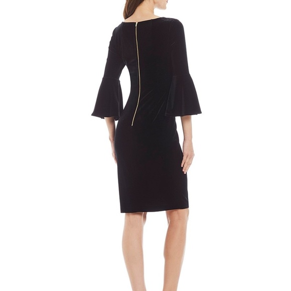calvin klein velvet bell sleeve dress